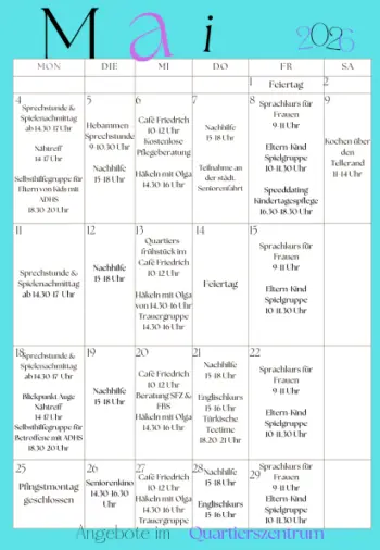 Quartierszentrum Programm Mai 2026