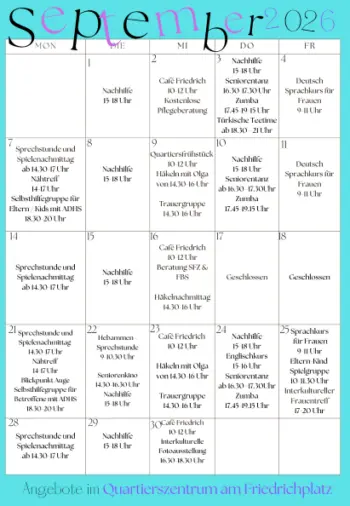 Quartierszentrum Programm September 2026