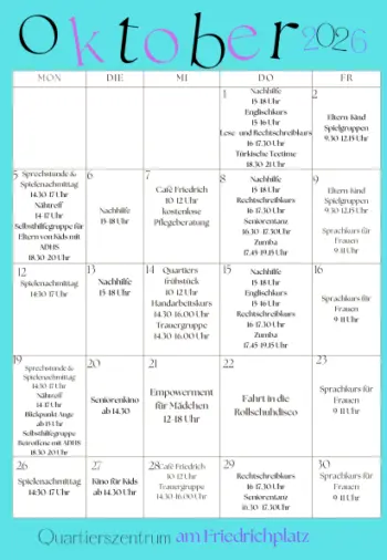 Quartierszentrum Programm Oktober 2026