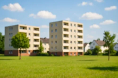 Blick auf eine Wohnsiedlung